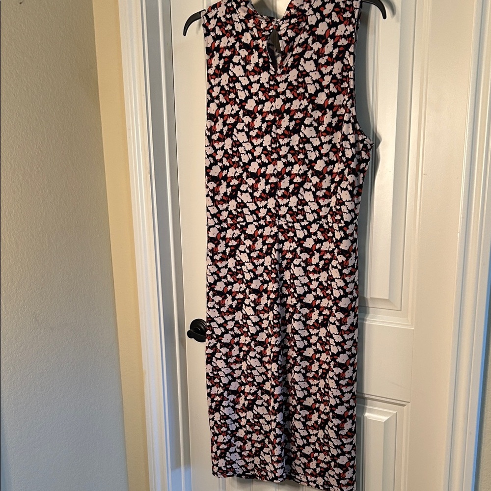 Sleeveless Floral Midi Dress - XXL Navy with Cream & Orange Floral